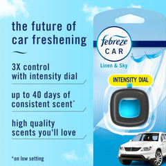 Febreze Car Air Freshener, Odor-Fighting Automotive Vent Clip, Scented Car Accessories, Long Lasting for Strong Odors, Linen & Sky Scent, 4 Count