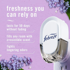 Febreze Plug In Air Freshener, Odor-Fighting Scented Oil Refill, Air Fresheners for Home and Bathroom and Kitchen, Long Lasting for Strong Odors, Lilac Sunrise Scent, 0.87oz Refills, 4 Count