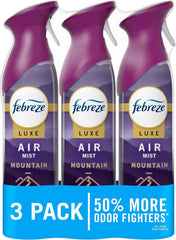 Febreze Air Mist, Air Freshener Spray, Odor Fighting Room Spray, Deodorizer for Home Bathroom Kitchen Office Apartment Dorm Room Classroom, Mountain Scent, 8.1oz (Pack of 3)