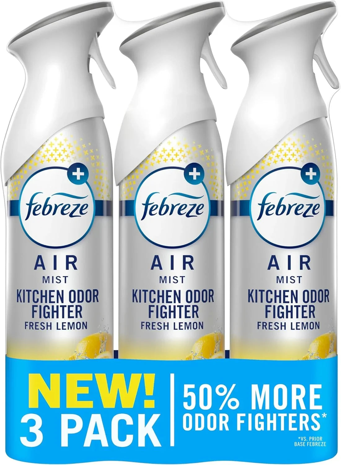 Febreze Air Mist, Air Freshener Spray, Odor Fighting Room Spray, Deodorizer for Home Bathroom Kitchen Office Apartment Dorm Room Classroom, Kitchen Odor Fighter Fresh Lemon Scent, 8.1oz, 3-pack