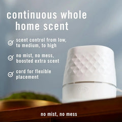 Febreze Plug Scent Booster Air Freshener Oil Diffuser + 2 Downy Calm Refill | Plug-in oil diffuser with Downy Calm refill. Boosts scent for 40 mins. Long cord for flexible placement. Fits every home.